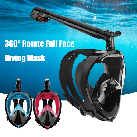 Masque complet de plongée sous-marine, avec rotation à 360 degrés, Anti-buée et Anti-fuite, vue à 180 ° ► Photo 1/6