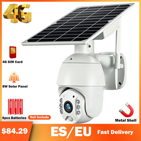 HISMAHO 4G carte SIM 1080P IP caméra WIFI 8W panneau solaire batterie caméra de sécurité extérieure PTZ CCTV caméra moniteur de sécurité intelligent ► Photo 1/6