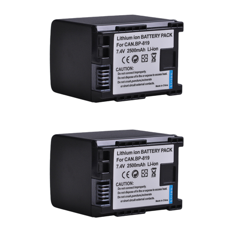 Batterie pour Canon 2500mAh 7.4V BP-819 BP 819 BP819, pour BP-808 809 819 827 HF200 HF20 HG21 HG20 FS200 FS21 HFM41 HFM400 FS300 FS100. ► Photo 1/6