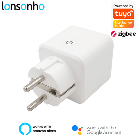 Lonsonho Tuya ZigBee prise intelligente ue 16A moniteur de puissance minuterie prise maison intelligente sans fil Compatible Alexa Google Assistant à la maison ► Photo 1/6