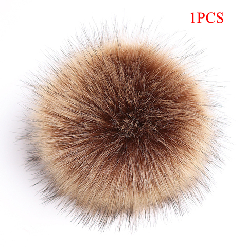 Pompons en fourrure de renard pelucheux avec bouton de 8CM, bricolage, boules de Pompon en fausse fourrure pour écharpes, chapeaux, sacs, accessoires, vente en gros ► Photo 1/6