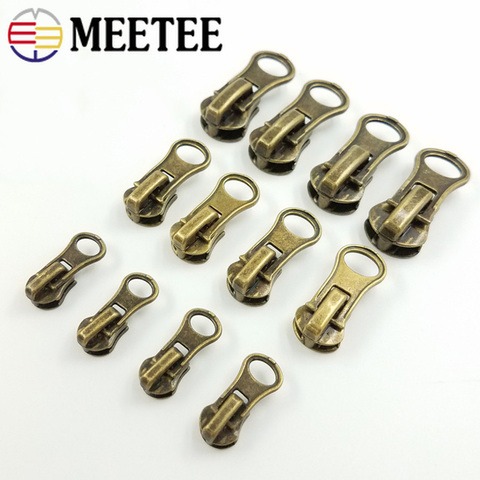 Meetee 10 pièces 3 #5 #8 # rétro Bronze fermeture éclair Silder pour fermetures à glissière en métal sac veste fermeture éclair tête bricolage vêtements curseur extracteur réparation raccord ► Photo 1/4