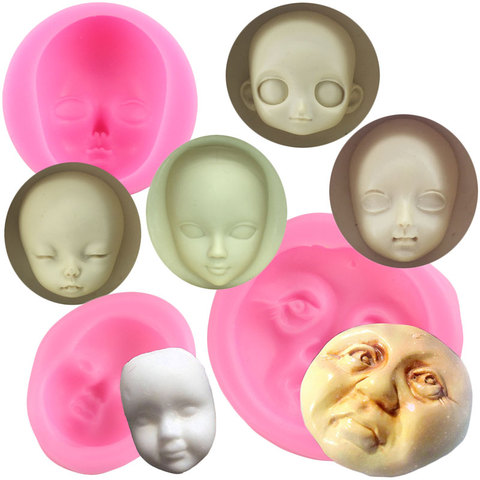 Bébé visage Silicone moules chocolat polymère argile artisanat moule poupées visage Fondant gâteau décoration outils bonbons argile savon résine moules ► Photo 1/6