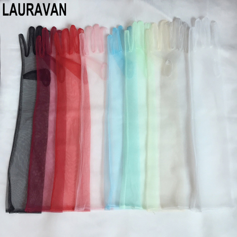 Accessoires de mariage pour femmes, en tulle Transparent, longs, gants transparents pour femmes 55cm, ivoire, noir, rouge, rose, long Design, gants été 2022 ► Photo 1/6