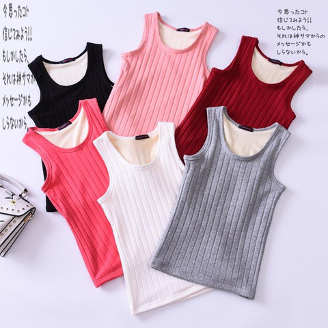 Débardeur en velours de coton pour femmes, chemise thermique à même la peau, pull chaud et serré, grande taille, automne et hiver ► Photo 1/6