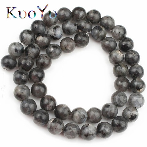 Perles en pierre Labradorite naturelle, larvicite, rondes, amples, pour la fabrication de bijoux, collier, 15.5 