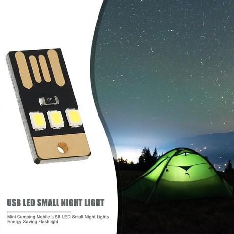 Camping nuit randonnée tente lampe lumière extérieure Portable économie d'énergie lampe de poche Mini Ultra-mince Mobile USB porte-clé LED nuit ► Photo 1/6