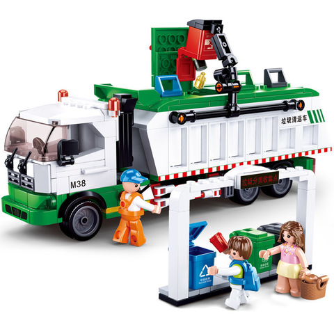 Jeu de construction pour enfants, jouet éducatif, 432 pièces, camion de collecte des ordures, voiture, 100 cartes ► Photo 1/6