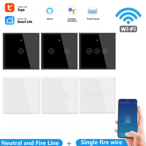 1/2/3 gang TUYA WiFi interrupteur tactile intelligent interrupteur 110-250V bouton mural maison pour Alexa et Google accueil Assistant norme ue ► Photo 1/6