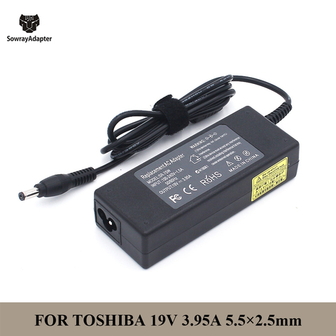 Chargeur adaptateur secteur pour ordinateur portable Toshiba Satellite, 19 V, 3,95 A, 75 W, 5,5x2,5 mm, compatible avec modèles PA-1750-04, PA-1750-01, PA-1750-24, PA-1750-09, PA3715U-1ACA ► Photo 1/6