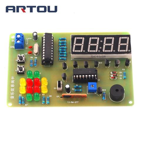 Pièces de réveil colorées de musique STC MCU, horloge numérique à quatre chiffres, Kit de Production électronique à monter soi-même ► Photo 1/3