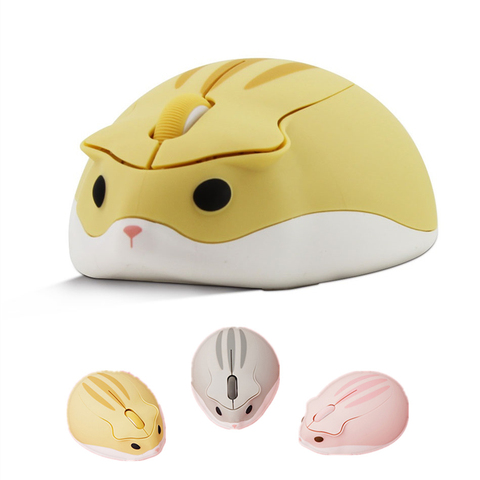 Souris optique de jeu sans fil 2.4G, ergonomique et mignonne, en forme de Hamster, 3 boutons, USB, pour ordinateur PC, idée cadeau pour enfant ► Photo 1/6