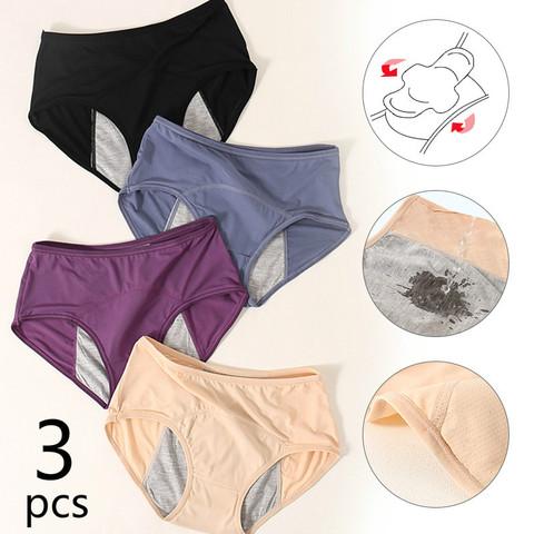 3 pièces culottes menstruelles étanches pantalons physiologiques femmes sous-vêtements période culottes imperméables confortables ► Photo 1/6