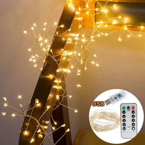Guirlande lumineuse à 100/200 LED en fil de cuivre, 3M 5M, fonctionnement à piles, féerique, pour fenêtre de noël, fête de mariage ► Photo 1/6