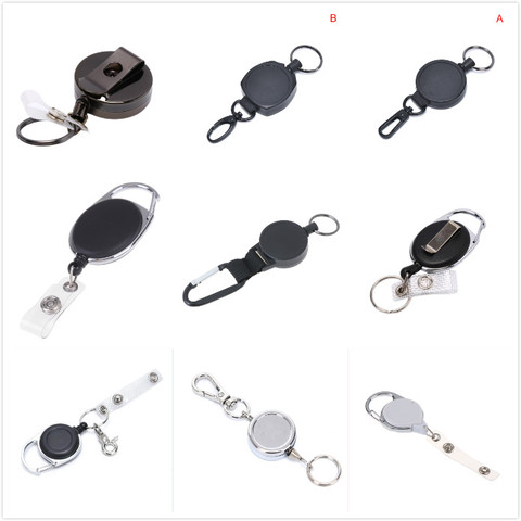 15Styles bobine ID lanière nom étiquette carte porte-Badge rétractable tirer porte-clés chaîne bobine extensible ceinture porte-clés Clip ► Photo 1/6