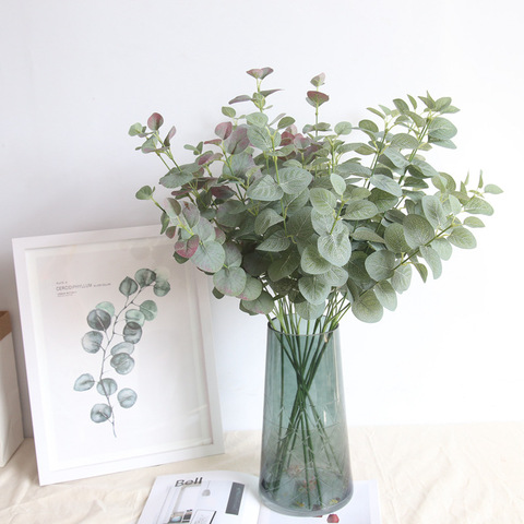 Eucalyptus artificiel feuilles Branches tiges vert soie plantes ornement pour bricolage mariage tir accessoire décoration de la maison fournitures ► Photo 1/6