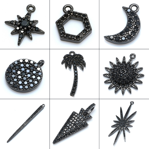 Pendentifs, accessoires pour bracelets boucles d'oreilles, fabrication de bijoux, arbre, lune, étoile, lune, rond, bijoux à breloques ► Photo 1/6