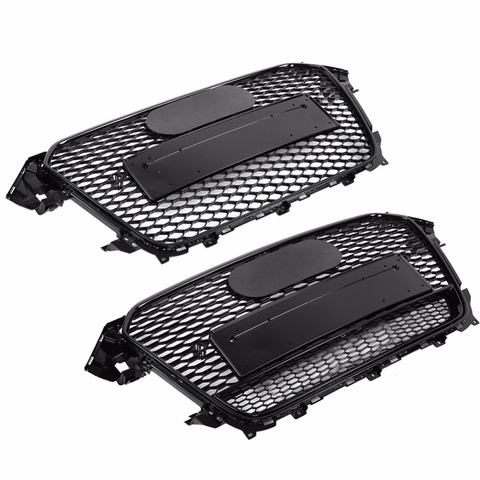 Grille de calandre à structure alvéolée pour Audi, en maille hexagonale pour Audi A4/S4 B8.5 de 2013 à 2016, noir brillant ► Photo 1/6