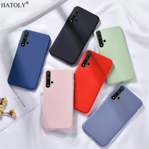 Pour Huawei Nova 5T housse Nova 5 T 6 7 SE Pro 2 3 3i 4 étui de pare-chocs de téléphone en Silicone liquide souple couverture arrière de couleur unie Nova 5T ► Photo 1/6