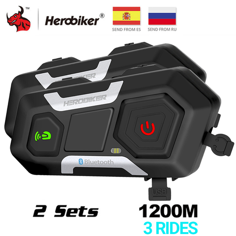 HEROBIKER – Boitier intercom main-libres étanche sans fil 1200m pour moto, système de relai de communication vers casque ou haut parleur ► Photo 1/6