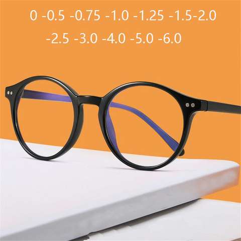 Lunettes rondes littéraire de myopie, de 0 à 0.5, 0.75 à 6, avec revêtement vert asphérique ► Photo 1/6