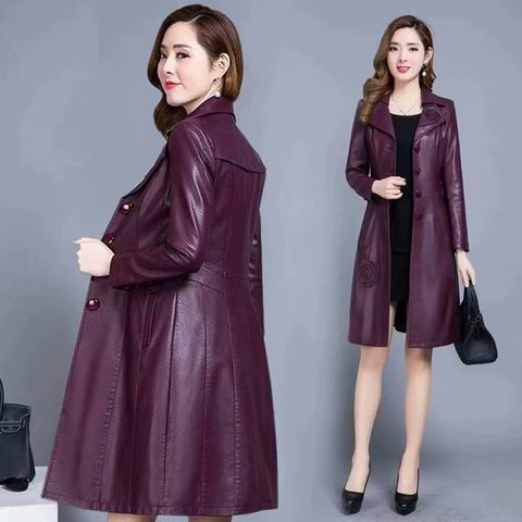 2022 printemps nouveau femmes en cuir veste longue mince grande taille 8XL femmes en cuir manteau mode loisirs femme moto vêtements ► Photo 1/6