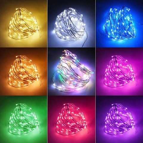 Guirlande lumineuse à lumière LED 10m/5M, fil argenté, féerique, blanche chaude, pour la maison, noël, mariage, fête de vacances, décoration, alimenté par batterie ► Photo 1/6