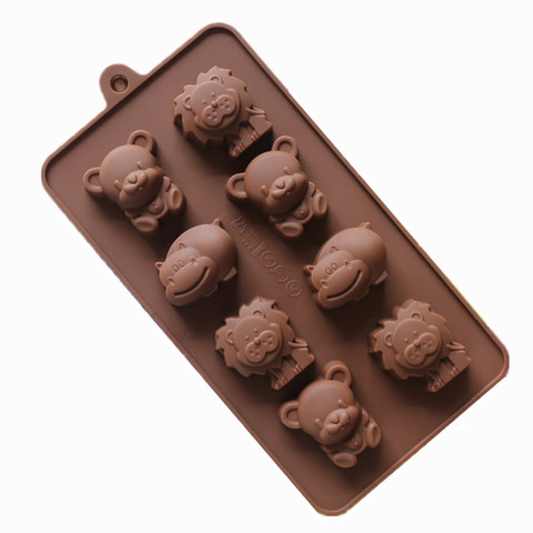 Moule à gâteau en Silicone, chocolat froid, fait à la main, fabrication de savon, 8 petits ours lion Hippo animal ► Photo 1/3