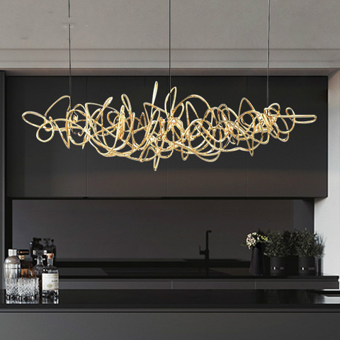 Post-moderne lumière de luxe LED restaurant lustre décoration nordique réception lampes simple fer art bar arbre lustre ► Photo 1/5