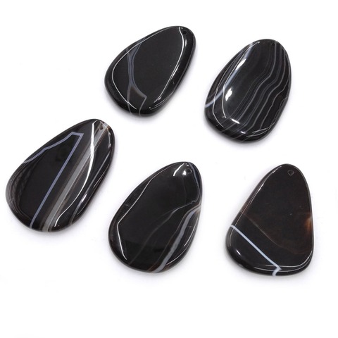 Pendentifs en pierre naturelle d'agate noire, pendentifs de forme irrégulière, pour la fabrication de bijoux, taille 30x50mm-40x60mm ► Photo 1/3