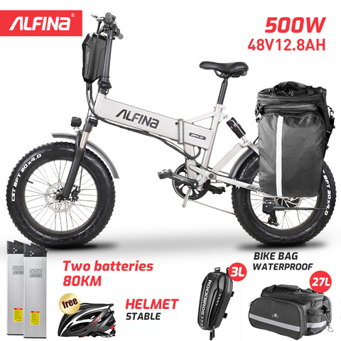 ALFINA nouveau vélo électrique pliant neige VTT 20 pouces 4.0 gros pneu Ebike plage Bicicleta Eletrica 500W 40KM ► Photo 1/6