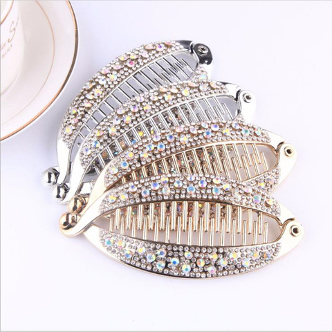 Pinces à cheveux en strass en forme de poisson, bijoux, Barrettes banane, épingles à cheveux, accessoires pour femmes, livraison directe ► Photo 1/6