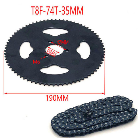 47cc 49cc T8F chaîne 136 maillons et 38 54 74 dents chaîne plaque pignon pour mini moto atv quad 2 temps moteur pièces accessoires ► Photo 1/6