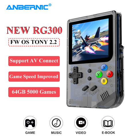 ANBERNIC nouveau RG300 rétro Console de jeu IPS écran 5000 jeux vidéo 64G FW OS Tony 2.2 système Portable Portable Consola Player ► Photo 1/6