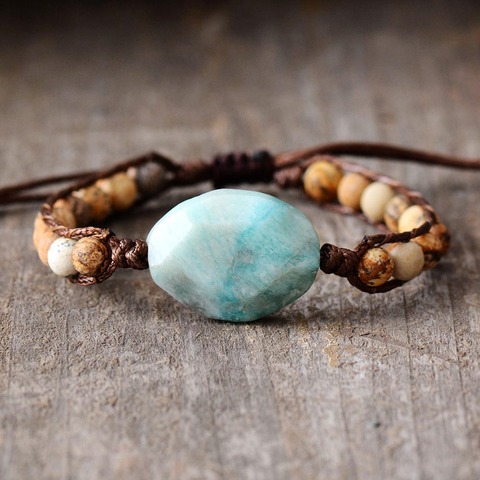 Bracelets Pour Femme mat Jasper Amazonite Perles Tissé Bracelet À La Main Végétalien Brcelets Livraison Directe Bijoux ► Photo 1/5