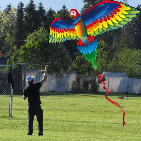 Enfants réaliste grand 3D perroquet cerf-volant enfants jeu de vol Sport de plein air jouant jouet jardin tissu jouets amusants cadeau avec 100m ligne ► Photo 1/6