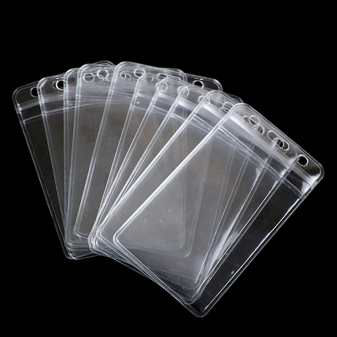 10 pièces/lot Vertical Transparent vinyle plastique effacer carte d'identité sac étui porte-Badge accessoires Vertical porte-Badge de carte d'identité ► Photo 1/6