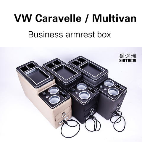 Ensemble de boîtes pour rambarde avant pour V W Caravelle / Multivan T5 T6 rangée, accoudoir d'affaires central, recharge Mobile ► Photo 1/6