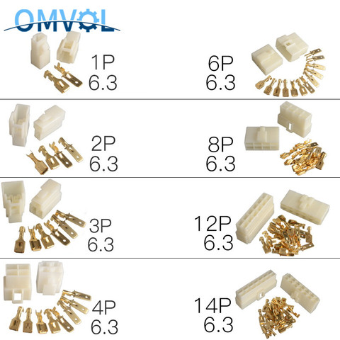 Kit de connecteurs de bornes à sertir, 6.3mm 1P 2P 3P 4P 6P 8P 12P 14P, connecteurs mâles et femelles pour moto et voiture, 5 lots ► Photo 1/6