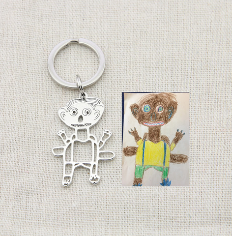 Porte-clés personnalisé avec dessin pour enfant, bijoux avec nom, cadeau de fête des pères ► Photo 1/6