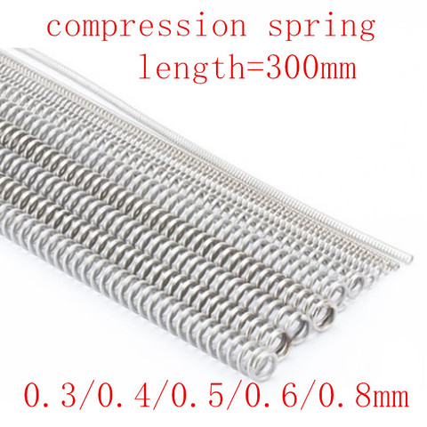 Fil à ressort de Compression Long en acier inoxydable 304, Dia 0.3/0.4/0.5/0.6mm, Dia extérieur 3-10mm, longueur 305mm, 2 à 5 pièces/lot ► Photo 1/1