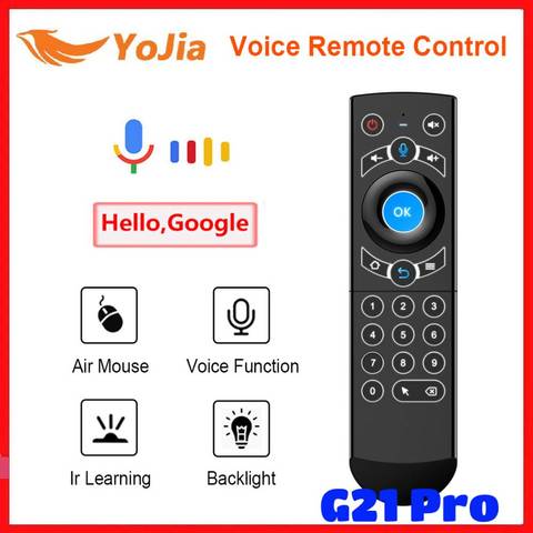 G21 PRO rétro-éclairage voix télécommande 2.4G sans fil clavier Air souris avec IR apprentissage Microphone Gyroscope pour Android TV Box ► Photo 1/6