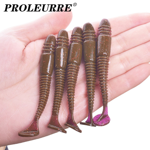 10 pièces/lot ver de pêche appâts souples 7.5cm 3.2g alose crevette odeur Silicone avec sel leurres Impact balançoire queue Wobblers nageurs ► Photo 1/6