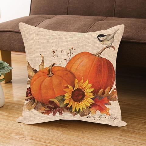 Housse de coussin pour Halloween, décoration de chambre à coucher, motif citrouille, tournesol, journée de Thanksgiving ► Photo 1/6