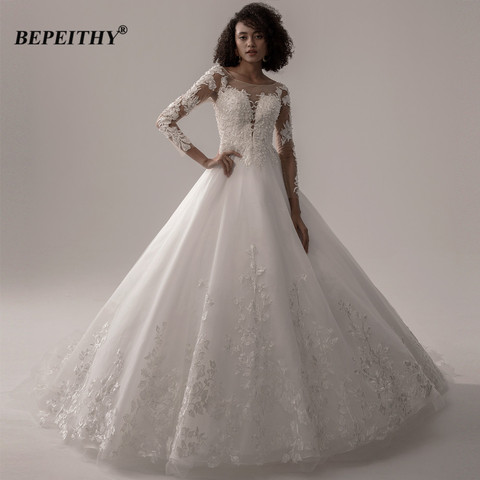 BEPEITHY-robe de mariée en dentelle, robe de bal, à paillettes, robe de mariée, manches longues, pour mariée, nouvelle collection 2022 ► Photo 1/6