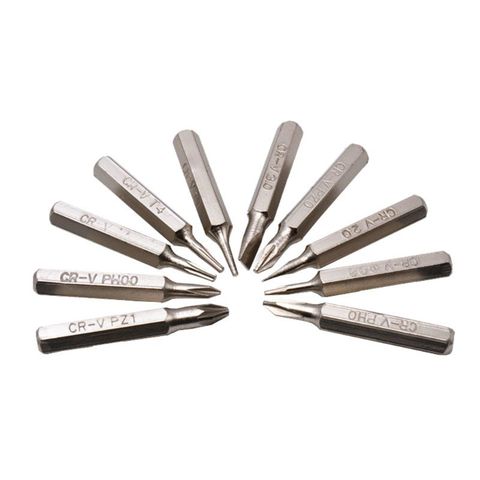 10 pièces 28mm Magnétique CR-V Tournevis de Précision PH00 PH0 Z1 Z0 3.0 2.0 1.0 T5 T4 0.8 Multifonctionnel Hexagonal Torx Tête Réparation ► Photo 1/1