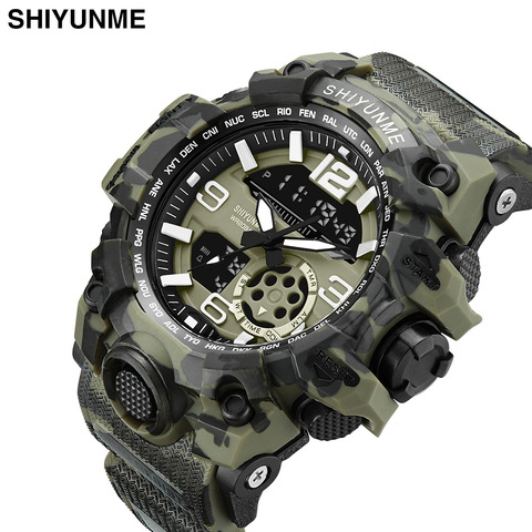SHIYUNME – montre numérique à Quartz pour hommes, marque de luxe, bracelet de Camouflage, militaire, sport, horloge masculine ► Photo 1/6