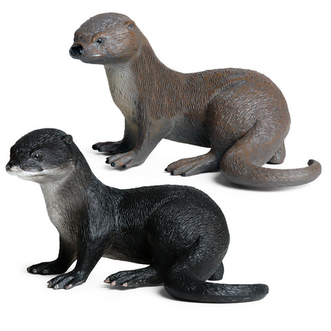 Figurines à collectionner, 2 sortes de loutre, animaux sauvages, jouets de Cognition, jouets en ciment plastique pour enfants ► Photo 1/6