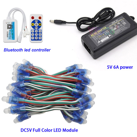 DC5V V, 50 pièces, WS2811 IC, LED pixels, RGB, Module d'éclairage polychrome IP67, contrôleur SPI Wifi LED LED, adaptateur de chargeur 5V 6a alimentation led ► Photo 1/6