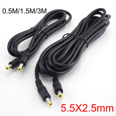 Câble d'extension mâle vers mâle 12V cc, cordon de 0.5m, 1.5M, connecteur de fil d'alimentation de 3m, 5.5MM x MM, adaptateur pour alimentation pc portable ► Photo 1/6